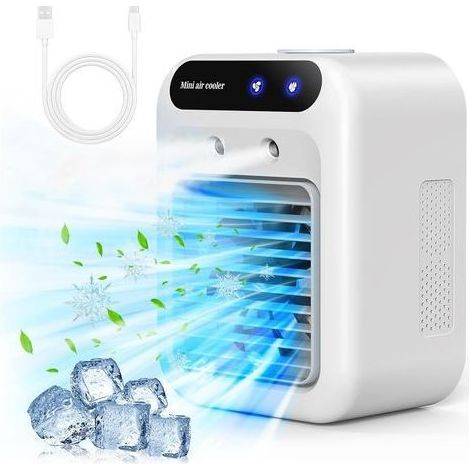 Climatiseur portable silencieux, refroidisseur d'air de 500 ml, 2 vitesses de vent, 2 modes de pulvérisation, mini climatiseur pour chambre, bureau