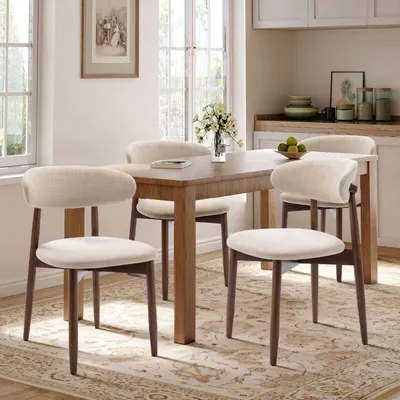 COLAMY Lot de 4 Chaises, robustes et élégantes, style nordique minimaliste, idéales pour salle à manger et cuisine - Beige