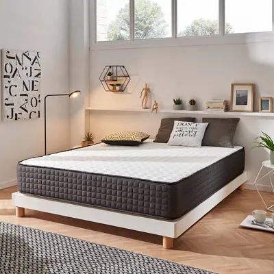 Matelas Titanium 140x190 cm - Très épais 30 cm - Mousse mémoire de forme HR,Blue Latex,Hypoallergénique - Face été/hiver