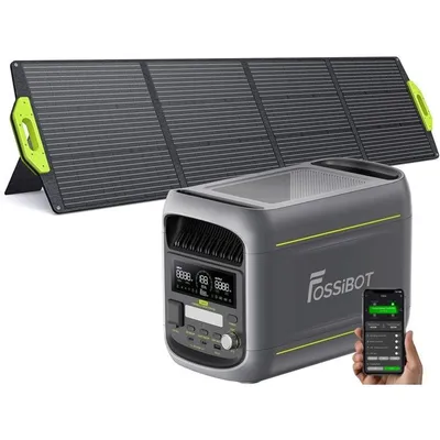 FOSSIBOT F1800 1024Wh 1800W Générateur Électrique Portable+200W Panneau Solai, LFP Station électriquepour Camping RV Maison, Voyage