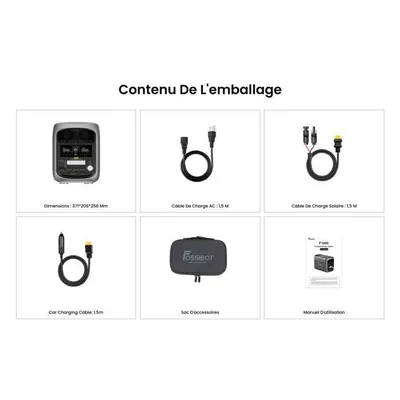 FOSSIBOT F1800 1024Wh 1800W Générateur Électrique Portable+200W Panneau Solai, LFP Station électriquepour Camping RV Maison, Voyage