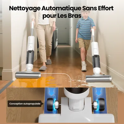 PROSCENIC F10 Ultra Aspirateur laveur sans fil -Sec/humide -Brosse à bord étroit - Réservoir 1.3L -Ecran LED - Auto-nettoyage-60min