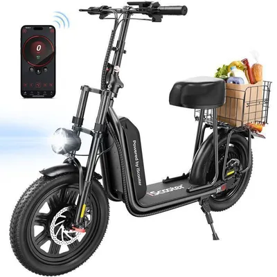 Trottinette électrique Pliable F7 avec siège/Panier -16''-1000W-50km Max-3 Mode-45km/h Max-Batterie amovible-APP-Tout terrain/urbain
