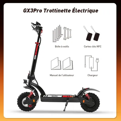 Trottinette Électrique Pliable iScooter GX3pro 50 KM/H - 54.6V17.5AH - Autonomie 60km - Moteur 1500w - Pneu 11'' Pour Tout-Terrain