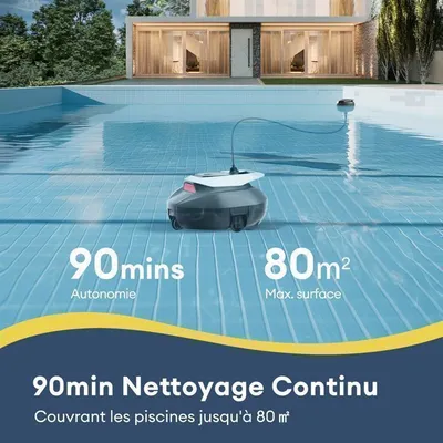 Ultenic Robot de piscine 2026 Pooleco P10 Autonomie 90min - Bac 2,5L - Nettoyage fond automatique