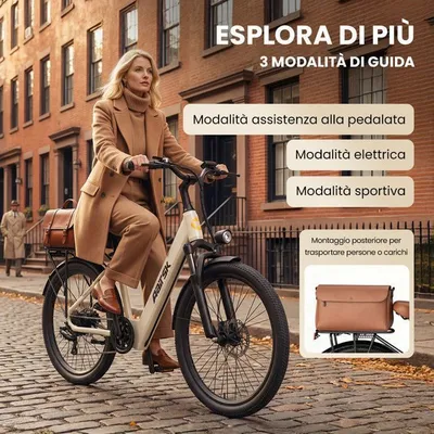 Vélo Électrique Adulte 24“ 36V10Ah Batterie non amovible-250W-Autonomie 30-40km-Shimano 7 vitesses -siège arrière-AAIRSK SU7 Beige