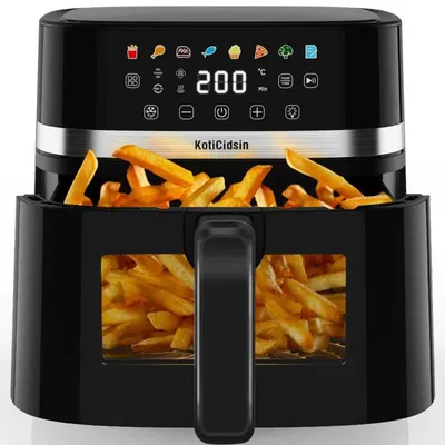 Friteuse Sans Huile 8,5L, KotiCidsin Air fryer 2000W avec fenêtre, Écran Tactile LED, 8 Programmes Prédéfinis, Pour 8 Personnes