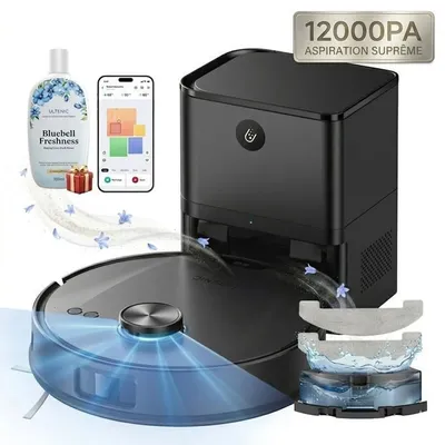 Aspirateur robot laveur Ultenic TP20 Pro Ultra-Puissant - Station auto-vidage 4L –200 min – Navigation LDS –compatible Alexa