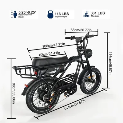 AVDLEU - Vélo Électrique 20"*4 - Moteur 250W - Batterie 48V 18.2Ah - 70 à 140km (Mode ASSIST) - 7 vitesses SHIMANO