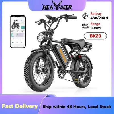 Vélo Électrique 20" Fat Bike Headeer BK20 48V 20Ah, 50 km/h, Autonomie 80 km, Suspension Avant/Arrière, Freins à Disque, Adulte