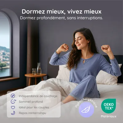 Matelas GAMMA 160X200 cm-Hybride-30 CM-Ressorts Ensachés-Mémoire de Forme-Mousse HR 35 kg-Latex-Confort mi-ferme-Réversible