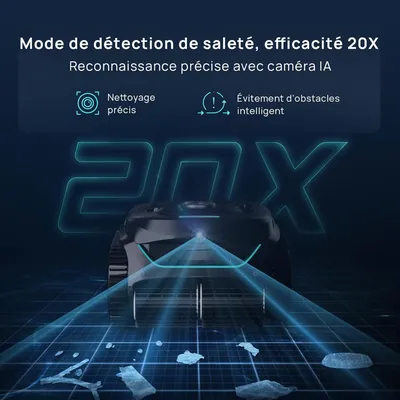 WYBOT C2 Vision - Robot Piscine Sans Fil avec Smart Vision, Navigation Intelligente, 8 Modes de Nettoyage, batterie longue...