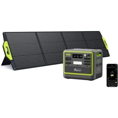 FOSSIBOT F2400 LiFePO4 2048Wh 2400W Portable Générateur Electrique + 200W Panneaux Solaires- 220V Centrale Électrique XT90 Camp RV
