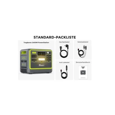 FOSSIBOT F2400 LiFePO4 2048Wh 2400W Portable Générateur Electrique + 200W Panneaux Solaires- 220V Centrale Électrique XT90 Camp RV