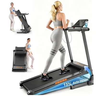 Tapis de Course FT61 Pliable Avec Écran LED,Contrôle Tactile, App FitShow, Amorti Confort, Inclinaison Auto15%,12 programmes