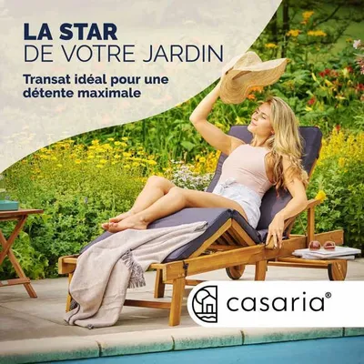 CASARIA® 2x Chaise longue Tami Sun en bois d'acacia transat avec roues pour extérieur jardin terrasse bain de soleil