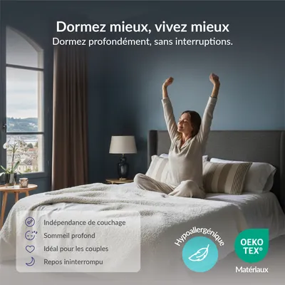 Matelas 160x200 cm - Titanium - Matelas Ressorts Ensachés, Mousse mémoire HR, Blue Latex, Mi-ferme, Réversible, Très épais 30 cm
