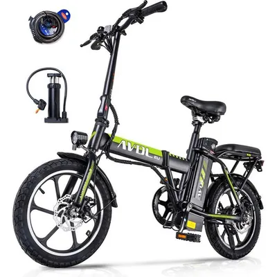AVDLEU - Vélo Électrique Pliable - Roues 16" - Moteur 250W - 25km/h - Batterie 36V 11.4Ah - Autonomie 40-80km (Mode ASSIST) - Vert