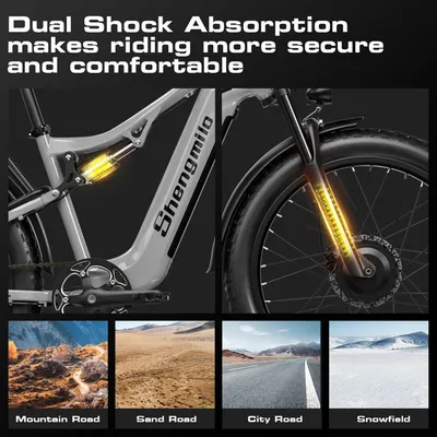 Shengmilo S600 - Vélo Électrique Adulte - 2000W Double Moteur - vélo fat bike 26 pouces - Batterie 17.5Ah 840wh - Max 55Km/h - Gris