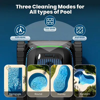 AIRROBO CP20 Robot Piscine, Aspirateur de Piscine sans Fil pour Sols, 120Min & 170m² d'Autonomie,Forte Puissance d’Aspiration