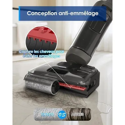 Tineco Floor One i6 Stretch Aspirateur Laveur, Aspirateur Sec et Humide 20 kPa, portée à Plat 180°, Nettoyage Deux Bords, 40 Min