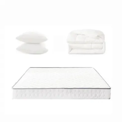 Ensemble matelas, couette et oreillers - Mémoire de forme - 20 cm - Ferme - Hypoallergénique - 2 places