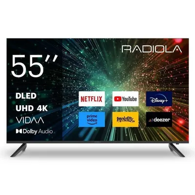 RADIOLA - RA55A2 - TV LED 4K UHD 55"(139cm) - Smart TV Vidaa - Bluetooth - Netflix, Prime Video, Disney+ - HDMIx3, USB, Dolby Audio