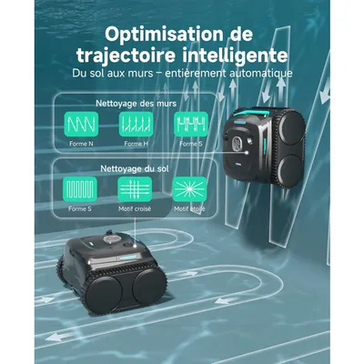 Robot Piscine Sans Fil Wybot C2 - Double Filtration Ultra-Fine - Batterie grande autonomie - Application Smartphone