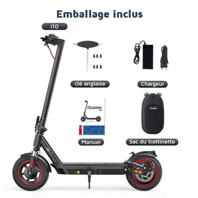 Trottinette Electrique Pliable-iScooter i10- Haute Puissance- Autonomie 40-45km -10"Avec APP-Double Frein & Suspension 4 vitesses