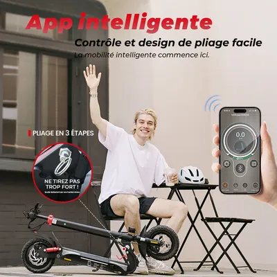 Trottinette Électrique iScooter iX3 Pliable Pour Adulte-10''Avec APP, 4 Vitesses -Moteur 800W-Autonomie 40km- Batterie 48V 10Ah