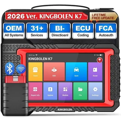 KINGBOLEN K7 Valise de Diagnostic Auto OBDII avec mises à Jour gratuites à Vie, 31 Services, bidirectionnels, Codage ECU