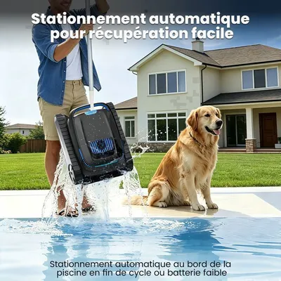 AIRROBO CP20 Robot Piscine sans Fil, Nettoyage du Fond, Parois et Ligne d'Eau, Autonomie 120Min/170m², Forte Puissance d'Aspiration