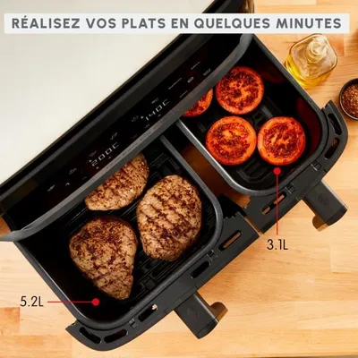 Moulinex Dual Easy Fry & Grill, Air fryer et gril, 8,3L, 2 tiroirs,8 programmes prédéfinis, EZ905B20