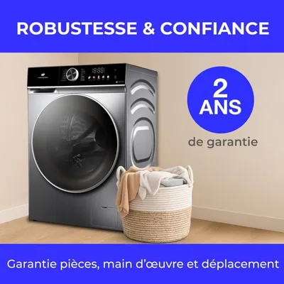 Lave-linge hublot - CONTINENTAL EDISON - CELL1012DDS1 - 10kg - MOTEUR INDUCTION DIRECTE SANS COURROIE -60 cm - 1200 trs/min - Silver