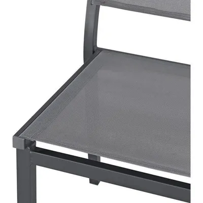 Ensemble repas table de jardin 6 personnes : Table + 6 chaises - Structure en aluminium - L180 x P 90 x H 74 cm - Gris anthracite