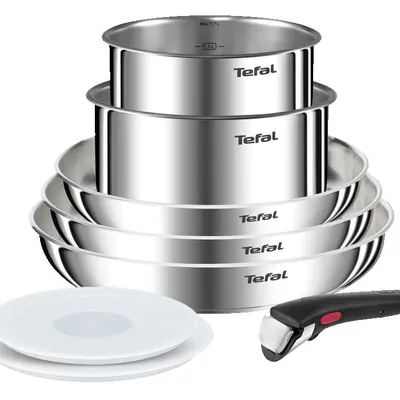 Tefal Ingenio Emotion, Batterie de cuisine 8 pièces L8968S04 Acier inoxydable non revêtu