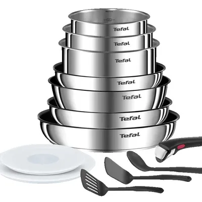 Tefal Ingenio Emotion Batterie de cuisine 13 pièces, Acier inoxydable, Empilable, Garantie 5 ans, Revêtement antiadhésif L897DS04